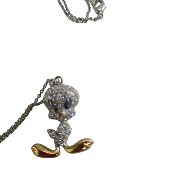 Vintage Danbury Mint Rare Tweety Bird Rhinestone Necklace 16" Adjustable - Picture 3 of 8